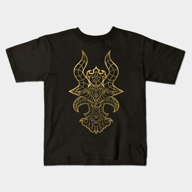 Capricorn gold Kids T-Shirt by elangkarosingo